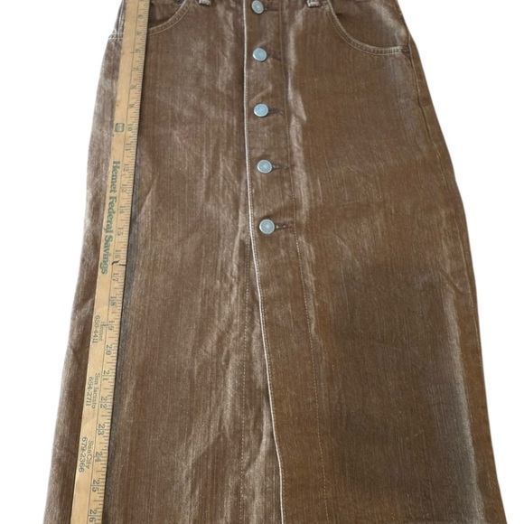 Elegant Brown A-Line Denim Skirt - Picture 7 of 12